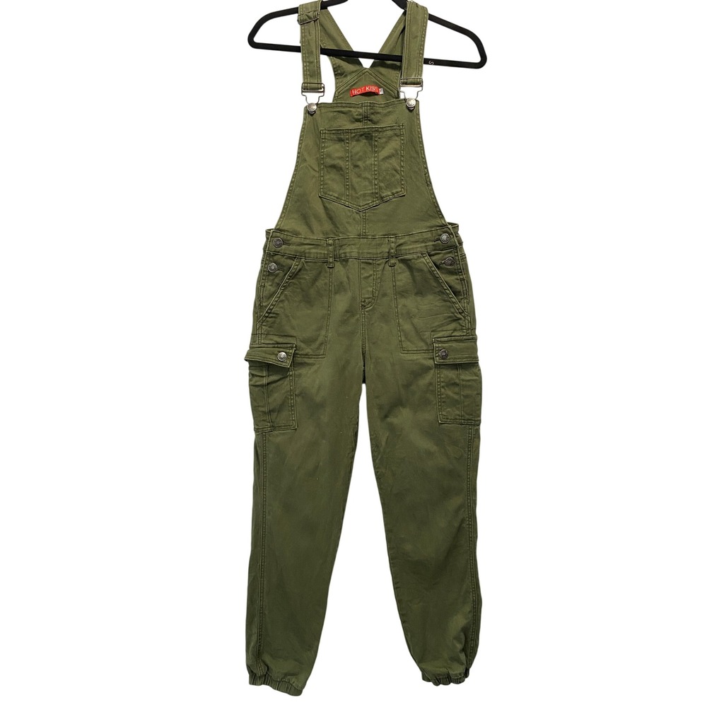 Hot Kiss Cargo Overalls Womens 9 Olive Green Utility Jogger Jumper Slim Stretch